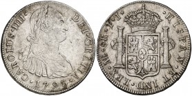 1793. Carlos IV. Lima. IJ. 8 reales. (Cal. 647). 26,88 g. Rayitas. (MBC+).