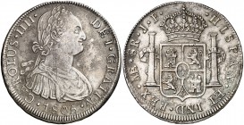 1805. Carlos IV. Lima. JP. 8 reales. (Cal. 662). 26,72 g. Buen ejemplar. MBC+.