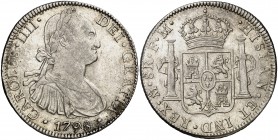 1798. Carlos IV. México. FM. 8 reales. (Cal. 692). 26,89 g. Leves marquitas. MBC+.