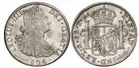 1806. Carlos IV. México. TH. 8 reales. (Cal. 705). 26,99 g. MBC/MBC+.