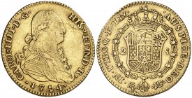 1794. Carlos IV. Madrid. MF. 2 escudos. (Cal. 328). 6,76 g. Hojita. MBC.