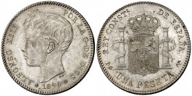 1896*1896. Alfonso XIII. PGV. 1 peseta. (Cal. 41). 4,87 g. EBC-.