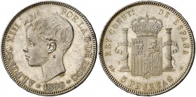 1898*1898. Alfonso XIII. SGV. 5 pesetas. (Cal. 27). Leves rayitas. EBC-.