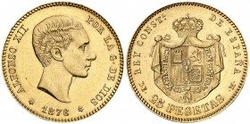 1876*1876. Alfonso XII. DEM. 25 pesetas. (Cal. 1). 8,07 g. EBC/EBC+.