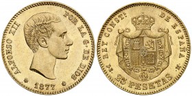1877*1877. Alfonso XII. DEM. 25 pesetas. (Cal. 3). 8,03 g. EBC.