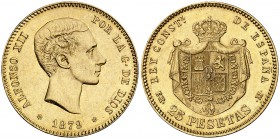 1879*1879. Alfonso XII. EMM. 25 pesetas. (Cal. 9). 8,08 g. EBC.
