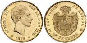 1879*1879. Alfonso XII. EMM. 25 pesetas. (Cal. 9). 8,07 g. EBC.
