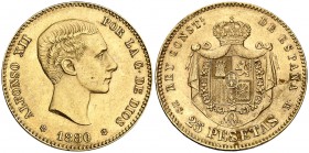 1880*1880. Alfonso XII. MSM. 25 pesetas. (Cal. 10). 8,06 g. EBC-.