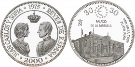 2000. Juan Carlos I. 30 euros. 31,14 g. Palacio de la Zarzuela. Proof.