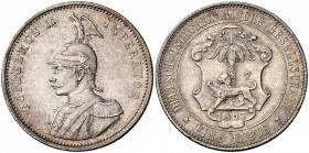 1897. África Oriental Alemana. Guillermo II. 1 rupia. (Kr. 2). 11,65 g. AG. MBC+.