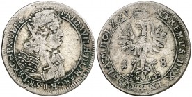 1675. Alemania. Brandenburgo. Federico Guillermo. HS. 18 groschen o 1/5 de taler. (Kr. 441). 6,29 g. AG. Escasa. MBC-.