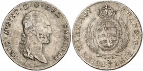 1807. Alemania. Sajonia albertina. Federico Augusto I. SGH (Dresde). 2/3 de taler. (Kr. 1052). 13,93 g. AG. Escasa. MBC.