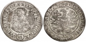 1674. Alemania. Württemberg-Ols. Silvio Federico. SP (Öls). 6 kreuzer. (Kr. 9). 3,03 g. AG. Escasa. MBC-.
