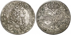 1694. Austria. Leopoldo I. Hall. 15 kreuzer. (Kr. 1289). 5,77 g. AG. MBC.