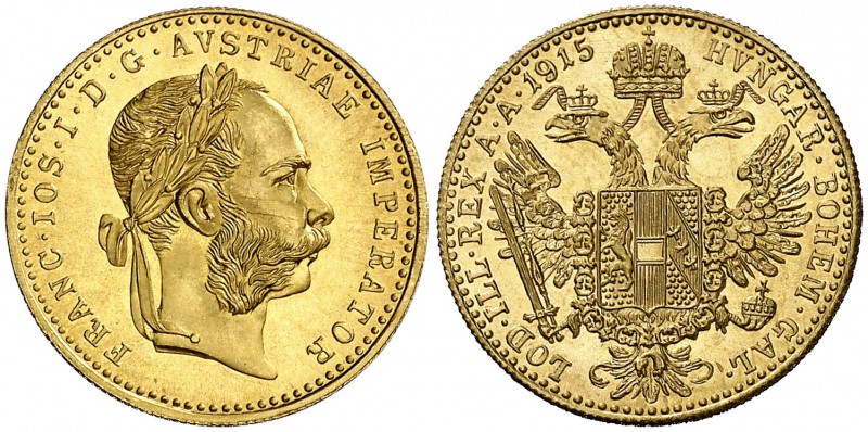 1915. Austria. Francisco José I. 1 ducado. (Fr. 494) (Kr. 2267). 3,49 g. AU. Rea...