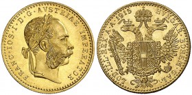 1915. Austria. Francisco José I. 1 ducado. (Fr. 494) (Kr. 2267). 3,49 g. AU. Reacuñación. S/C.