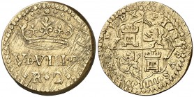 Felipe IV. Ponderal de 2 reales. (Dieudonné 155d) (Mateu y Llopis 46). 6,81 g. Latón dorado. MBC.