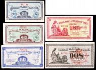 1937. Asturias y León. 25, 40 y 50 céntimos, 1 y 2 pesetas. (Ed. C45 a C49). Serie completa 5 billetes. MBC/EBC.