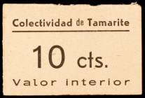 Tamarite (Huesca). Colectividad. 10 céntimos. (KG. falta) (T. 361). Cartón. Muy raro. MBC+.