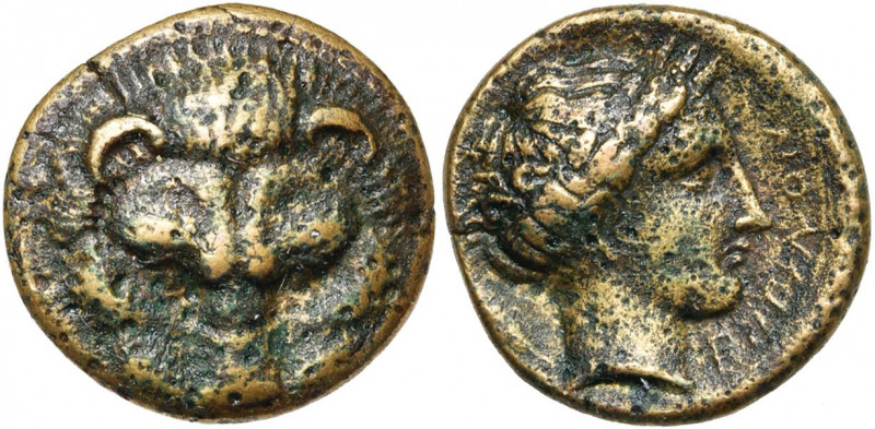 BRUTTIUM, RHEGION, AE bronze, vers 415-387 av. J.-C. D/ T. de lion de f. R/ T. l...