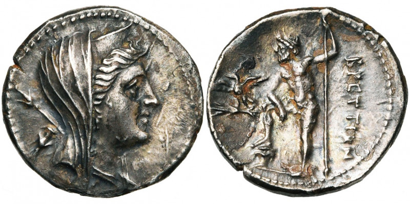 BRUTTIUM, Ligue des Brettiens, AR drachme, 215-205 av. J.-C. D/ B. diad., voilé,...