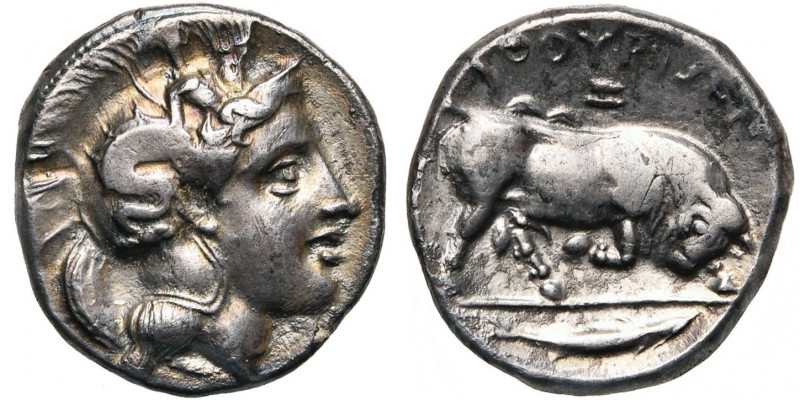 LUCANIE, THOURIOI, statère, vers 350-300 av. J.-C. D/ T. d''Athéna casquée à d. ...