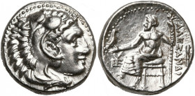 ROYAUME DE MACEDOINE, Alexandre III le Grand (336-323), AR drachme, 334-323 av. J.-C., Sardes. D/ T. d''Héraclès à d., coiffé de la dépouille de lion....