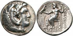ROYAUME DE MACEDOINE, Alexandre III le Grand (336-323), AR tétradrachme, 328-320 av. J.-C., Arados. D/ T. d''Héraclès à d., coiffé de la dépouille de ...