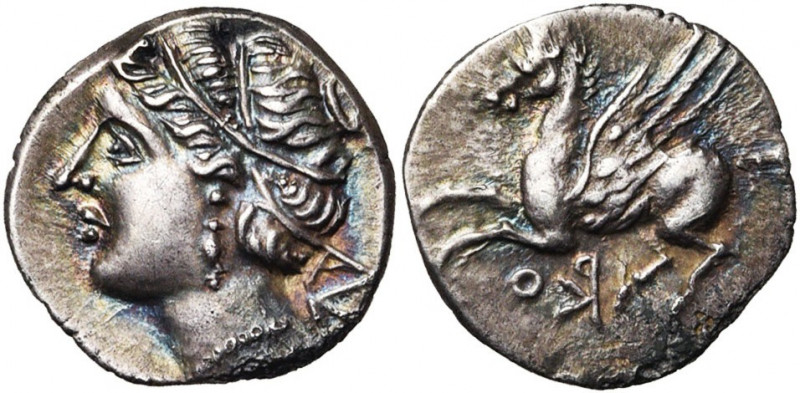 ILES D''EPIRE, CORCYRE, AR demi-victoriat, vers 215-48 av. J.-C. D/ T. d''Aphrod...