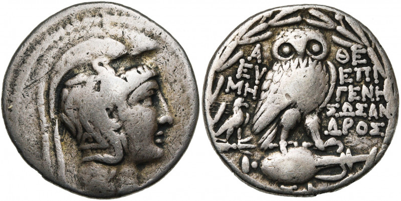 ATTIQUE, ATHENES, AR tétradrachme, 158-157 av. J.-C. D/ T. casquée d''Athéna à d...