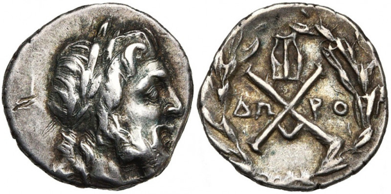 ACHAIE, Ligue achéenne, AR drachme, 175-168 av. J.-C., Megara. D/ T. l. de Zeus ...