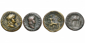 NERON (54-68), lot de 2 p.: dupondius, 65, Lyon, R/ Securitas (RIC 406); as, 66, Rome, R/ Temple de Janus (RIC 347).
Beau à Très Beau