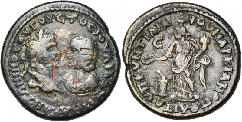 MESIE, MARCIANOPOLIS, Caracalla et Julia Domna, AE bronze. D/ ANTΩNINOC AVΓOVCTO...