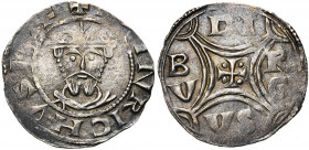ALLEMAGNE, DUISBURG, Henri III, empereur (1046-1056), AR denier. D/ + HENRICHVS IMP B. couronné et barbu de f. R/ Croix double losangée, une croisette...