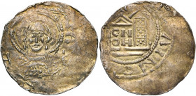 ALLEMAGNE, SPEYER, Conrad II, empereur (1027-1039), AR denier, émission posthume, après 1042. D/ B. nimbé de la Vierge de f., avec la t. de l''enfant ...