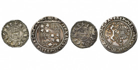 ESPAGNE, lot de 2 p.: Castille et Leon, Ferdinand IV (1295-1312), pepion, Séville (A.B. 325); Ferdinand et Isabelle (1474-1504), real, s.d., Tolède (C...