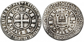 FRANCE, Royaume, Philippe III (1270-1285), AR gros tournois, avant 1280. D/ + PHILIPVS· REX en légende intérieure. Croix pattée. R/ + TVRONV.S· CIVIS ...