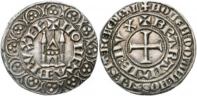BRABANT, Duché, Jean Ier (1268-1294), AR gros au châtel brabançon, à partir de 1282, Bruxelles. D/ MONETA BRVXEL'' Châtel brabançon entouré de douze ...