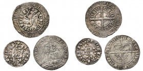 BRABANT, Duché, lot de 3 p.: Jean III, esterlin à l''écu, 1329-1337, Louvain (W. 349); Jeanne et Wenceslas, gros au lion (compagnon), 1357-1363, Vilvo...