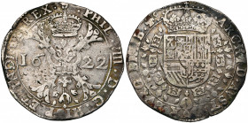 BRABANT, Duché, Philippe IV (1621-1665), AR patagon, 1622, Bruxelles. D/ Croix de Bourgogne sous une couronne, portant le bijou de la Toison d''or. R/...