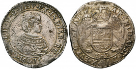 BRABANT, Duché, Charles II (1665-1700), AR ducaton, 1675, Anvers. Premier type. D/ B. enfantin à d. R/ Ecu couronné, soutenu par deux lions. En dessou...