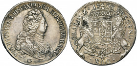 BRABANT, Duché, Philippe V (1700-1712), AR ducaton, 1703, Anvers. Deuxième type. Faible relief. D/ B. cuirassé à d., coiffé d''une perruque, portant l...