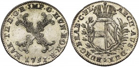 BRABANT, Duché, Marie-Thérèse (1740-1780), AR 5 sols (20 liards), 1751, Anvers. D/ Croix de Bourgogne. R/ Ecu couronné, entre un rameau et une palme. ...