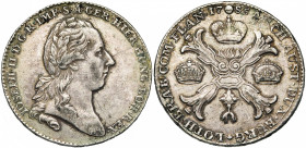 BRABANT, Duché, Joseph II (1780-1790), AR couronne, 1785, Bruxelles. D/ T. laurée à d. R/ Croix de Bourgogne entre trois couronnes, ornée du bijou de ...