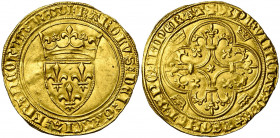 TOURNAI, atelier royal français, Charles VI (1380-1422), AV écu d''or à la couronne, 3e émission (septembre 1389), point 16e (plein). D/ Ecu de France...