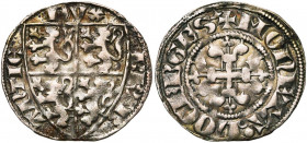 LUXEMBOURG, Duché, Wenceslas Ier (1353-1383), AR esterlin (brabantinus), vers 1370, Luxembourg. D/ Ecu écartelé de Bohême, Brabant, Luxembourg (sans l...