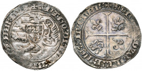 LUXEMBOURG, Duché, Antoine de Bourgogne et Elisabeth de Görlitz, engagistes (1412-1415), AR nouveau gros, Luxembourg. D/ + ANTHO'' DI'' GRA'' BRAB'' Z...