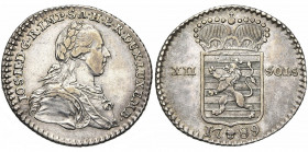 LUXEMBOURG, Duché, Joseph II (1780-1790), AR 12 sols, 1789, Bruxelles. D/ B. lauré et cuirassé à d. R/ Ecu couronné. Weiller 244; Probst L254-3; V.H. ...