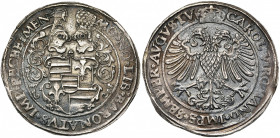 RECKHEIM, Willem van Vlodorp (1553-1564), AR daalder, z.j. (1553-1556). Met titel van Keizer Karel. Vz/ Versierd wapenschild van Vlodorp onder twee to...