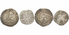 VLAANDEREN, Graafschap, Lodewijk van Male (1346-1384), lot van 2 st.: groot met de leeuw, 5e uitgifte (1355-1358), Gent en Mechelen; dubbele groot (pl...